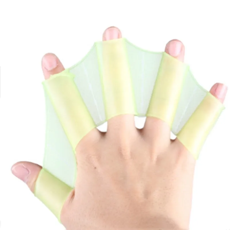 

Hot swimming finger fins learning swimming pool accessories fingers wearing hand net training diving gloves swimming pool paddle