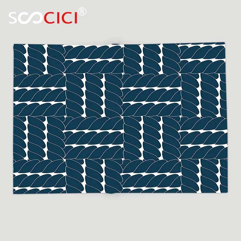 Custom Soft Fleece Throw Blanket Navy Blue Decor Collection Rope