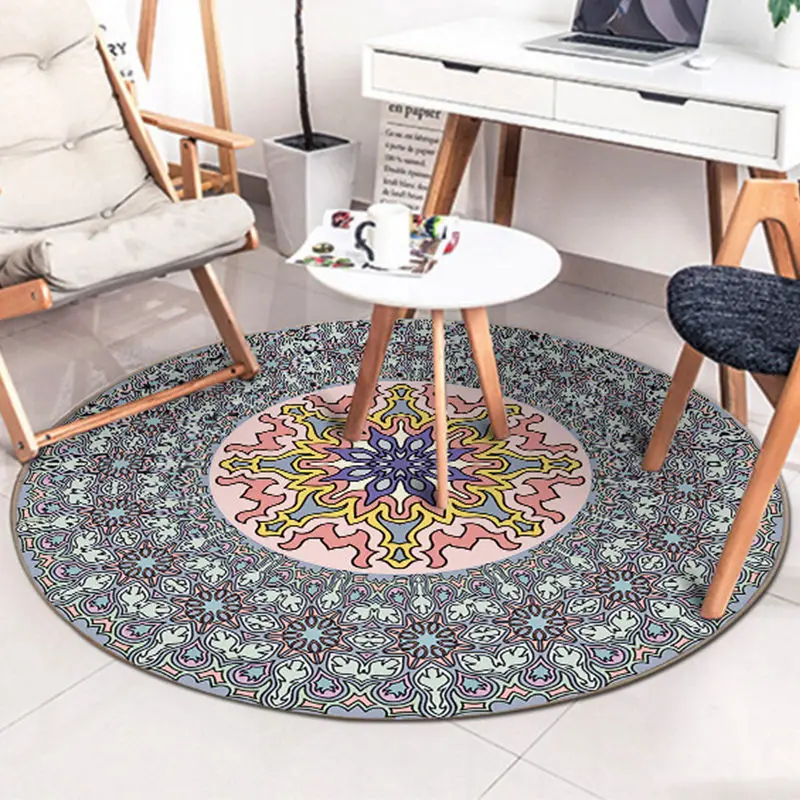 Persian Ethnic Mandala Round Carpet Living Room Parlor Flowers European Bedroom round rugs Decorative Area Rug Chair Door Mat - Цвет: 6