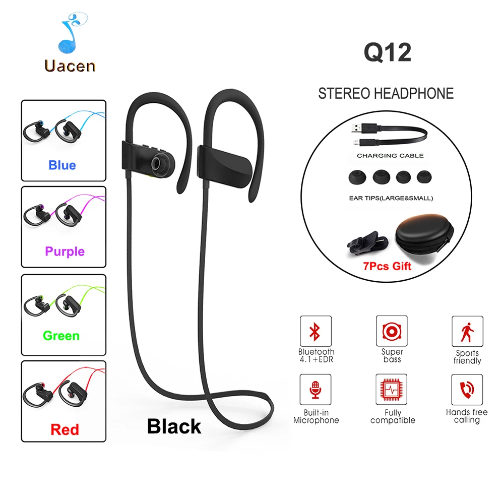 Q12 Bluetooth Headphones Wireless Earbuds Stereo Sports Noise