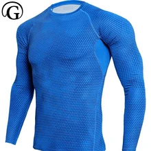 PRAYGER мужские рубашки с длинными рукавами нижнее белье для бодибилдинга тонкий формирователь тела осень весна компрессионная одежда футболки
