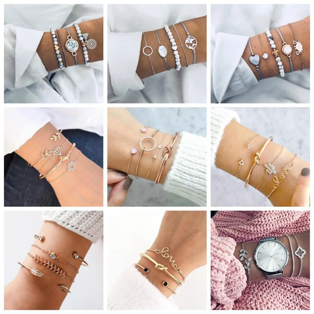 

Free Fan Adjustable Multilayer Women Arrow Love Charm Bracelet Bangles Fashion Crystal Jonc Bracelet Manchette Femme Bijoux