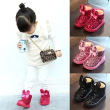 Зима ; детские ботинки для девочек; хлопковая теплая обувь с блестками для малышей; зимние ботинки для девочек-студентов; хлопковые ботинки принцессы; детские кроссовки