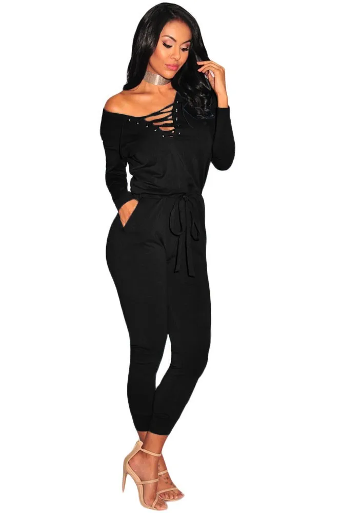 Black-Grommet-Lace-Up-Long-Sleeve-Jumpsuit-LC64223-2-1
