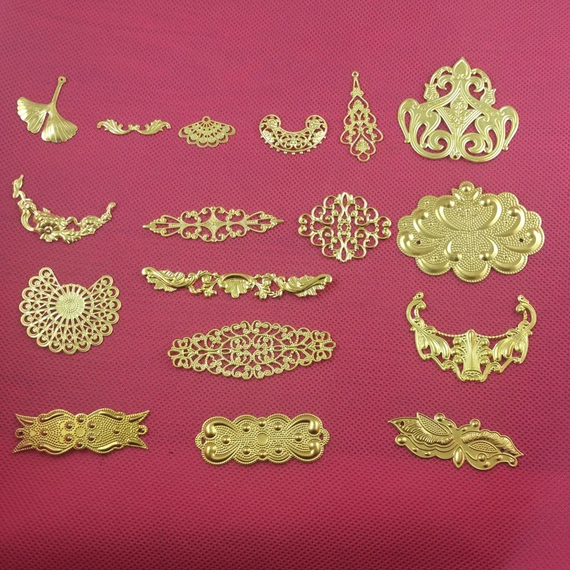 10 pieces / lot brass copper filigree flower Jewelry DIY Components