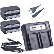 2Pcs 5200mAh NP F770 NP F750 NP F770 np f750 Battery Ultra Fast LCD Dual AC