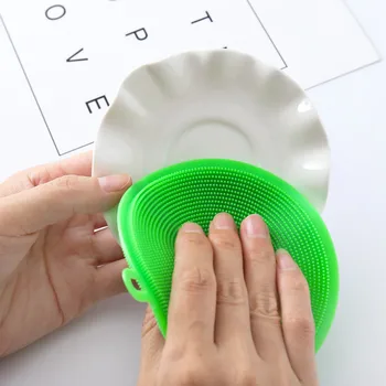 

Kitchen Accessories Silicone Dish Washing Brush Bowl Pot Pan Wash Cleaning Brushes Cooking Tool Cleaner Sponges Scouring Pads