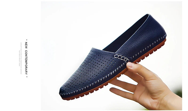 Мужская повседневная обувь из натуральной кожи, летняя дышащая обувь с отверстиями, брендовая удобная мягкая обувь на плоской подошве для