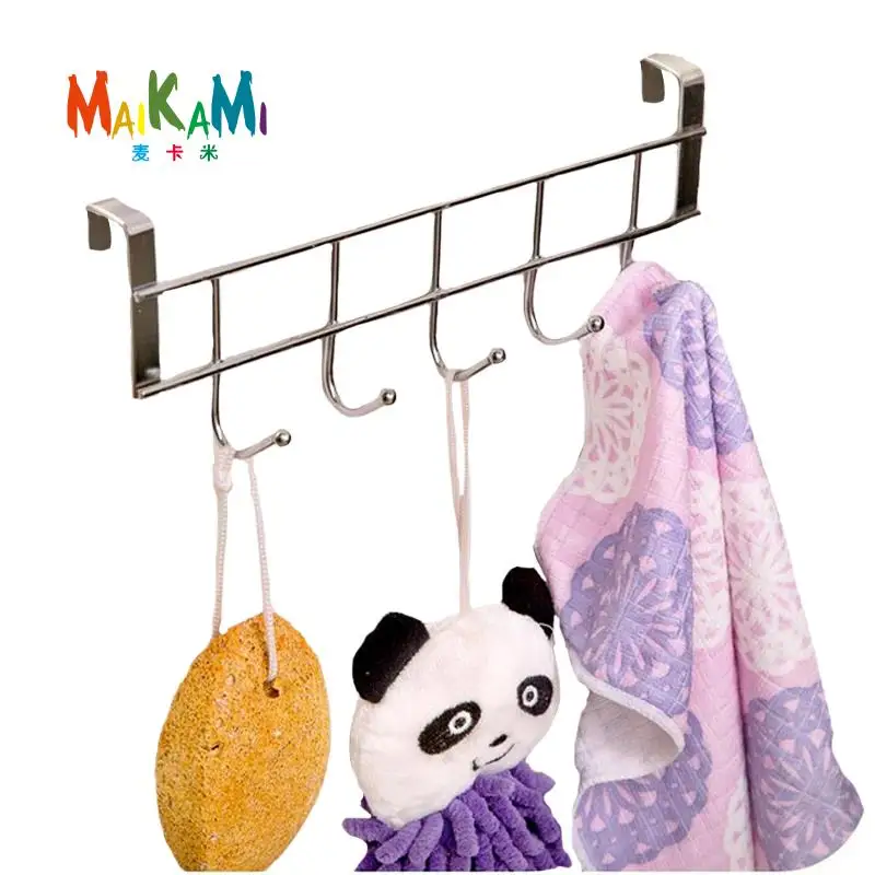 

MAIKAMI Stainless Steel Bathroom Kitchen Organizer Hanger Hooks With 5-Hook Towel Hat Coat Clothes Cabinet Draw Door Wall Hooks