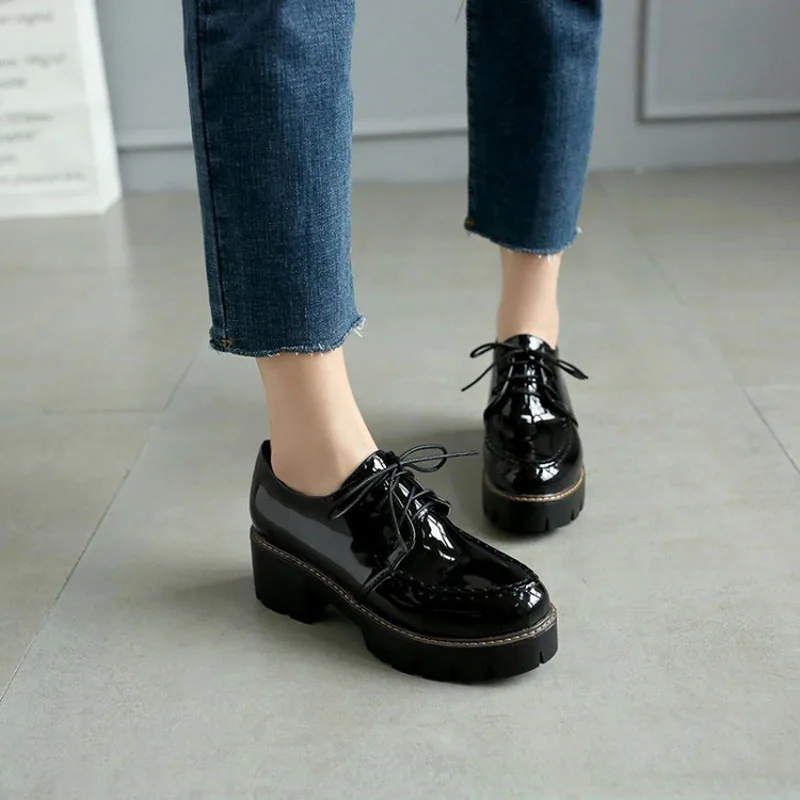 D Knight Patent Leather Platform Oxfords Shoes Woman High Square Heels Pumps Shoes Fashion Office Casual Oxford Shoes For Women (11)