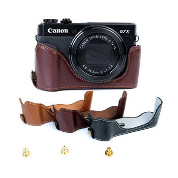 

Genuine Leather Half Set Cover Case For Canon Powershot G7X Mark 2 G7X II G7X2 G7X MarkII Camera Half Body Case Genuine Leathe