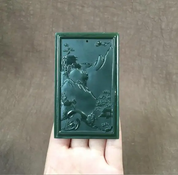 Черный Hetian Yuqing jade пейзаж бренд пейзаж кулон ювелирные изделия hp43 - Цвет камня: Черный