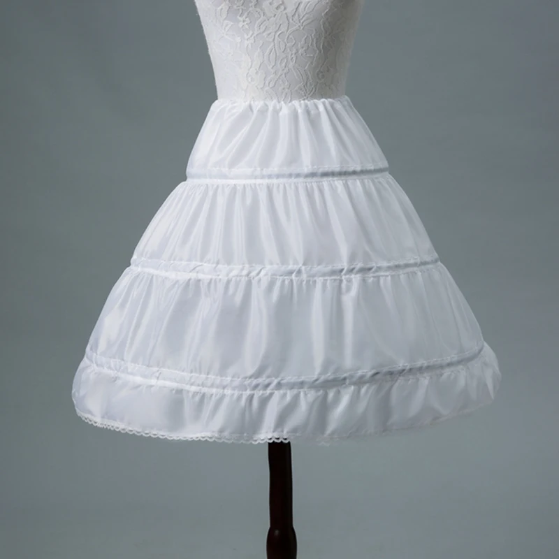 3 Hoops один слой белое платье трапециевидной формы с цветочным узором для девочек юбка-американка кринолин детский подюбник свадебные аксессуары