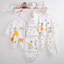 (8 pcs/ensemble) Nouveau-Né Bébé 0-6 M Vêtements Set Marque Bébé Garçon/Fille Vêtements 100% Coton bande dessinée Sous-Vêtements bébé bib chapeau B-041