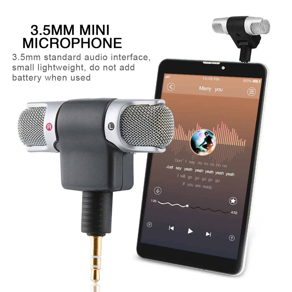 Mindkoo Electret Condenser Mini Microphone Stereo Voice MIC 3.5mm for