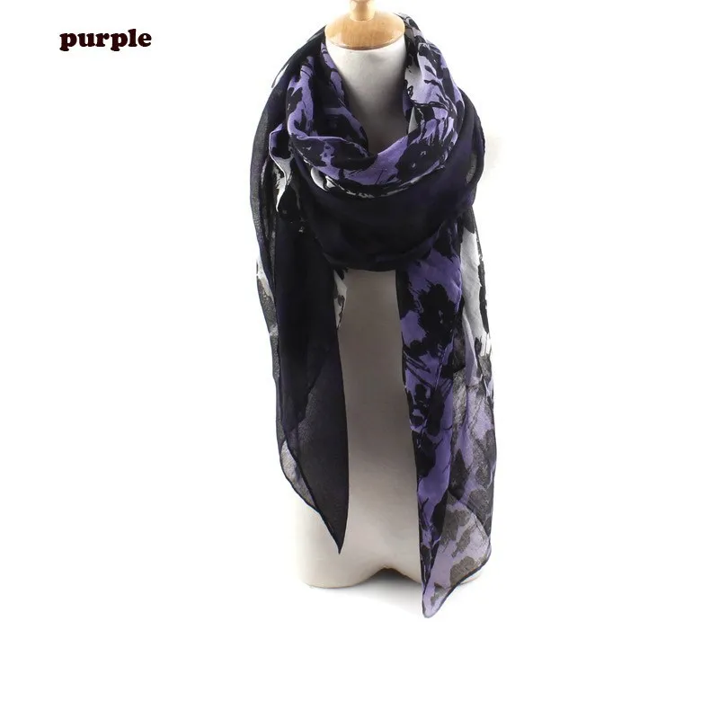 Новейший Омбре цветочный принт три цвета тон шарф женский цветочный хлопковый шарф 5 цветов 10 шт./партия