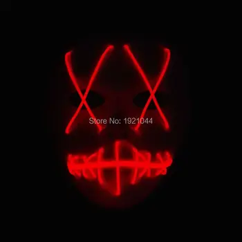

Hot Color Red Fashion Glowing Product EL Wire Mask Luminous mask DC-3V Voice Control Driver Halloween Party Mask