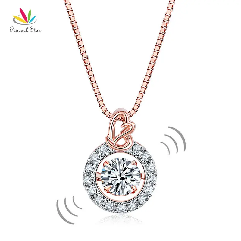 

Peacock Star Pendant Necklace Solid 925 Sterling Silver Rose Gold Color CFN8104