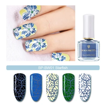 

BORN PRETTY Beach Walking Series 6ml Nail Stamping Polish Varnish Stamp varnish Light Blue Art Image Printing Vernis