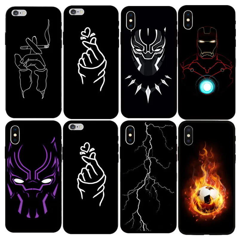 on 5 5S SE 6 6S Black Shell Fashion Painting Cover Case For Apple iphone 7 PLUS 8 plus Xs Max XR Soft TPU Back Phone |