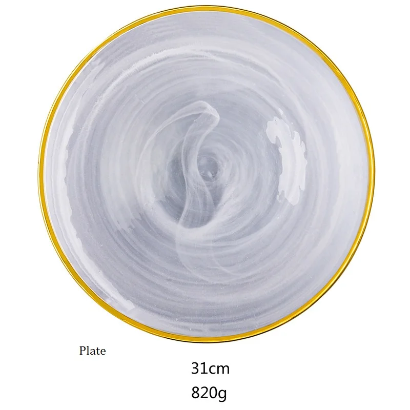 Роскошные золотые оправы с облачным узором стеклянные тарелки миски европейские Стильные Столовые приборы бизнес подарок матери горячая распродажа - Цвет: Зеленый