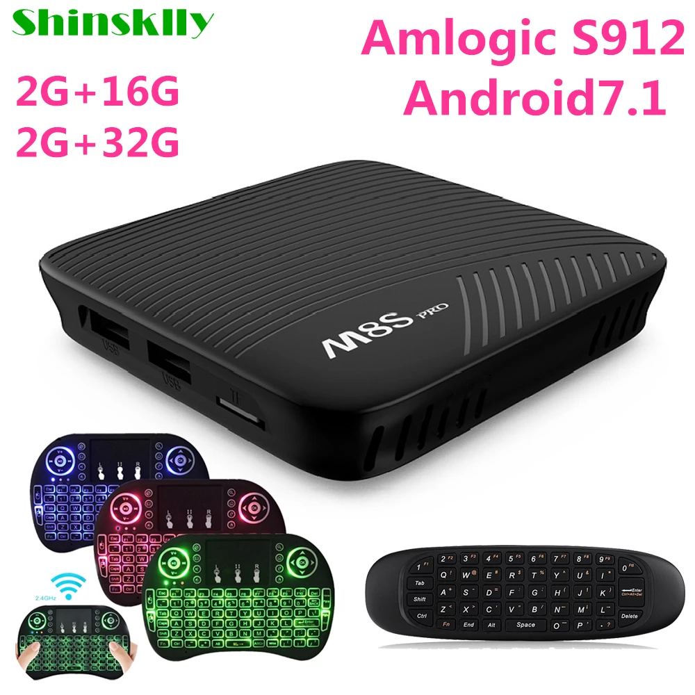 

Shinsklly M8S PRO Android 7.1 TV BOX Amlogic S912 Octa core RAM 2GB/3GB+16GB Smart TV BOX 5G WIFI 4K*2K Media player set top box