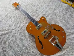 Оптовая Высокое качество Gretsch Сокол 6120 Полу Bigsby тремоло Orange желтый Электрогитары золотистой фурнитурой 15-9