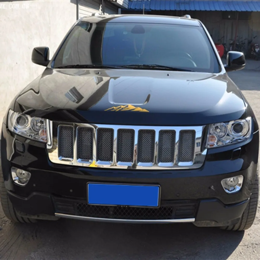 Wotefusi серебро ячеистой сетки Бампер Решетка Вставка отверстие для Jeep Compass 2011- 2011 2012 2013 [QPA349]