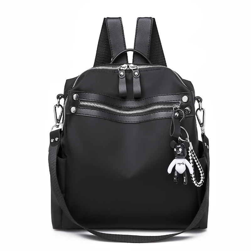 Модный однотонный Оксфордский женский рюкзак, Модный женский маленький рюкзак, школьный рюкзак для девочек-подростков, многофункциональный рюкзак, Sac A Dos - Цвет: Black