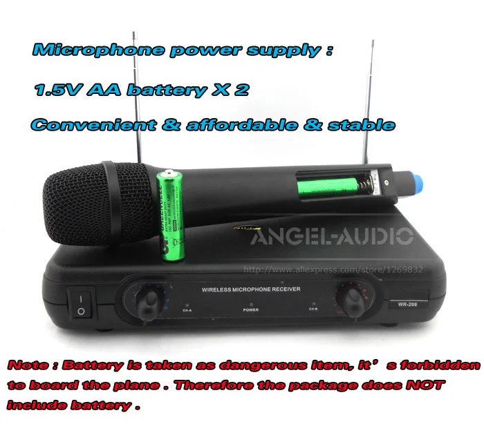 5 лет гарантии VHF портативный беспроводной микрофон Система WR-206 микрофон для KTV Караоке сценический DJ Конференц-зал