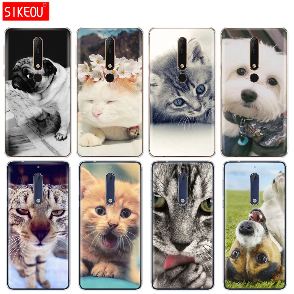 silicone cover phone case for Nokia 5 3 6 6.1 7 PLUS 8 9 /Nokia 2018 house pet dog and cat | Мобильные телефоны и