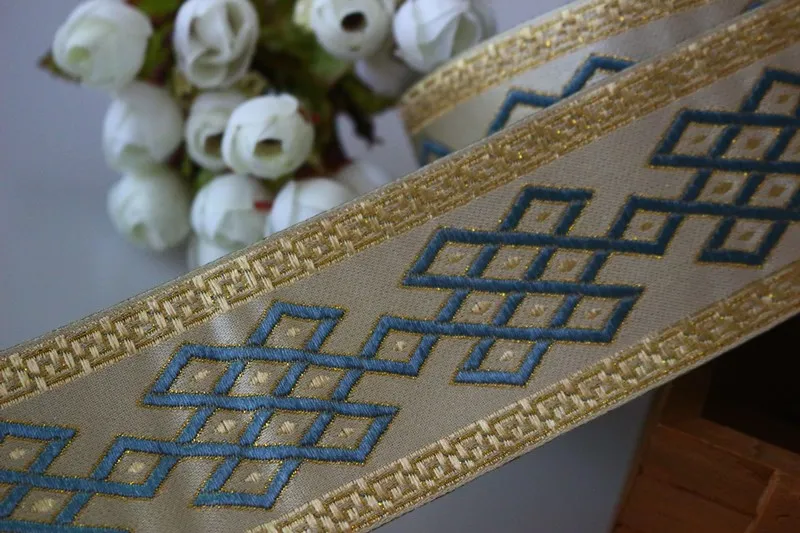 5yards/lot wide 5.9cm Woven Jacquard Ribbon classical Geometric quadrangle design curtain and clothing accessory LS-3970 | Дом и сад