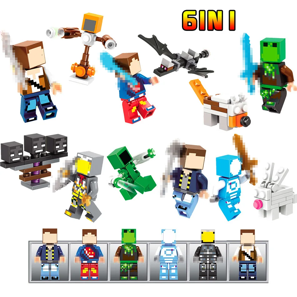 

New Technic Building Blocks Compatible LegoINGlys Minecrafter Zombie Steve weapon Creator DIY Brick Toys For Kids