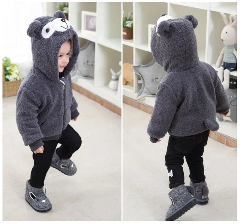  autumn winter baby boys girls hooded jackets new pattern duffy bear pink gray yellow coats children clothes (8)