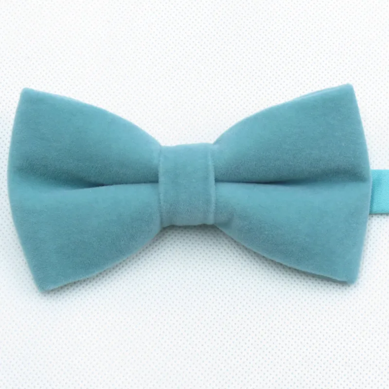 Много цветов можно выбрать для мужских галстуков, однотонное бархатное бантик для модных взрослых качественный галстук-бабочка - Цвет: mint green