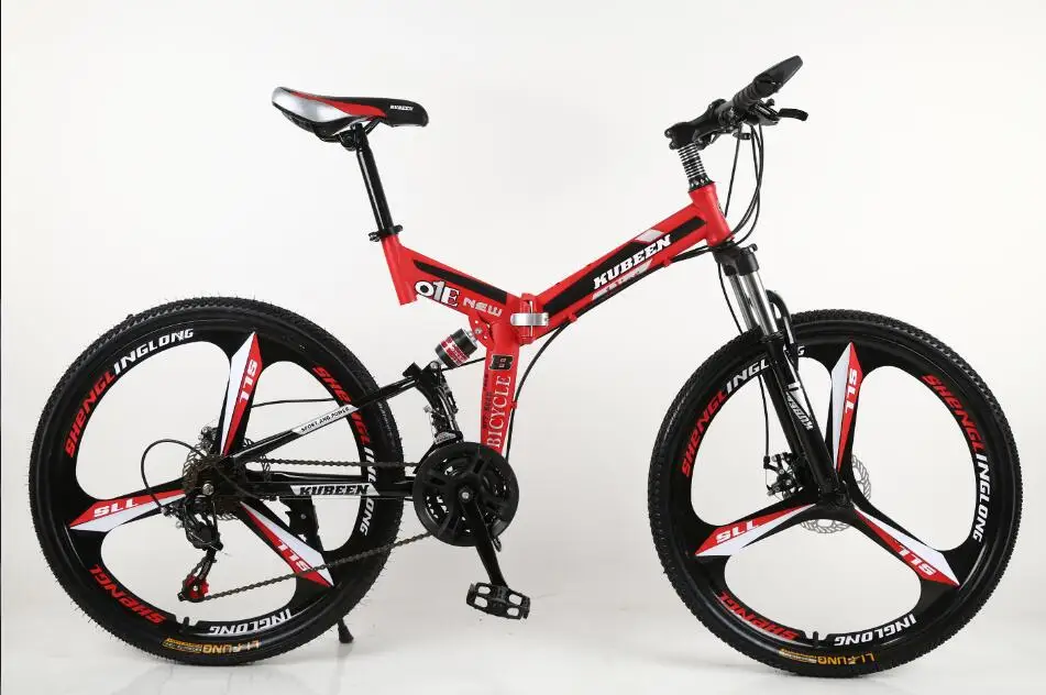 KUBEEN 26 дюймов 21 скорость интегрированное колесо горный велосипед Горные дороги - Цвет: red 3 knives wheel