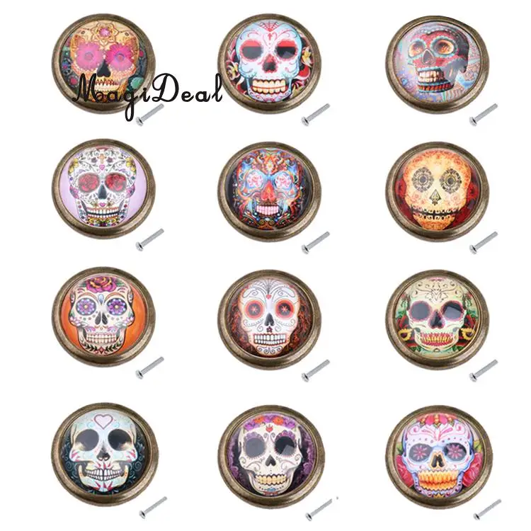 

MagiDeal Kitchen Door Knob Skull Closet Door Dresser Drawer Cabinet Cupboard Pull Knob Handle Home Room Decor