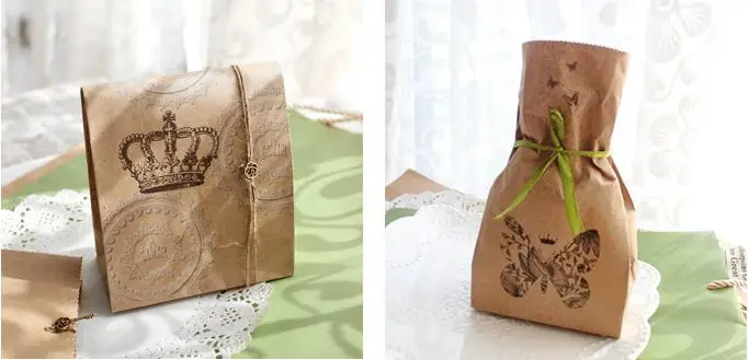 24 комплекта винтажный цветок кружева Элегантный бумажный мешок подарочные пакеты хлеб конфеты упаковка вечерние украшения