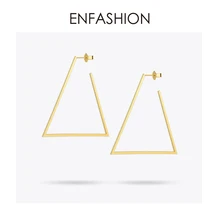 Enfashion Jewelry Geometric Big Triangle Earrings Gold color Stainless steel Long Drop Earrings For Women Earings EB171033 enfashion double cirlce line earrings gold color earings stainless steel stud earrings for women fashion jewelry oorbellen