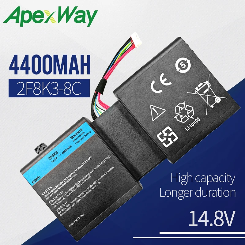 

Apexway 2F8K3 Laptop Battery for DELL Alienware 17 18 M17X R5 M18X 2F8K3 0KJ2PX KJ2PX G33TT 14.8V 4400 mAh Black 8 Cells