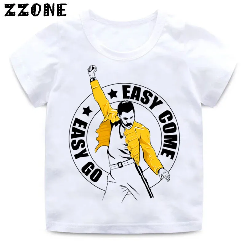 

Kids Funny Clothes Boys and Girls FREDDIE MERCURY Rock Band Queen Print T shirt Baby Summer White Tee shirt,-2424