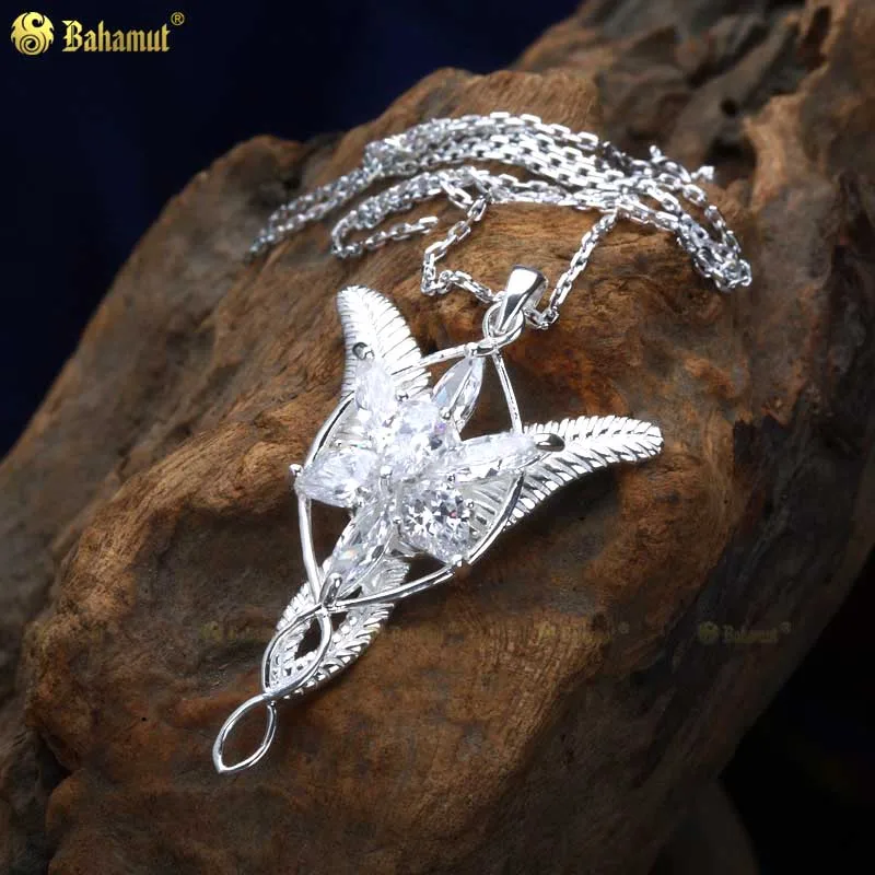 

Necklace 925 Silver LOTR Silver Arwen Evenstar 7 Crystals Pendant Twilight Star Women's Necklace Lord of The Rings Gift