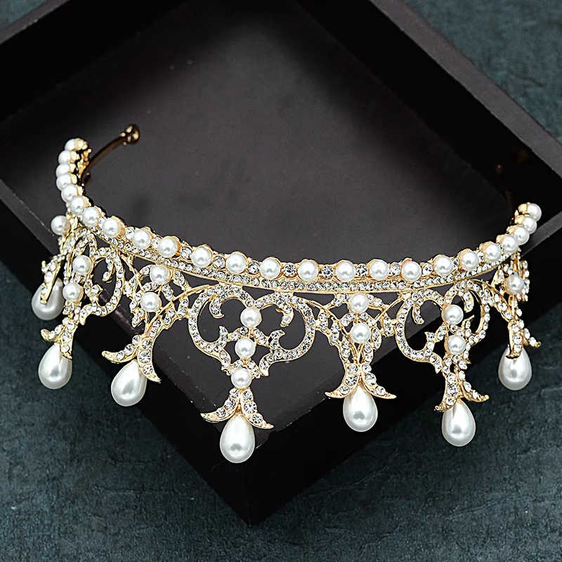 Роскошный сплав Хрустальная Тиара для невесты короны Bling жемчуг выпускного вечера горный хрусталь Тиара Свадебный ободок волос головные уборы