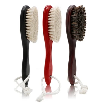 

Natural Soft Goat Bristle Hair Sweeping Brush Beard Comb Oval Wood Handle Barber Dust Brush For Broken Hair Cleaning Tool