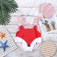 Купальные костюмы для маленьких девочек, купальные костюмы с рисунками из мультфильмов для маленьких девочек, пляжный комбинезон, одежда с шапочкой для девочек, D3003114