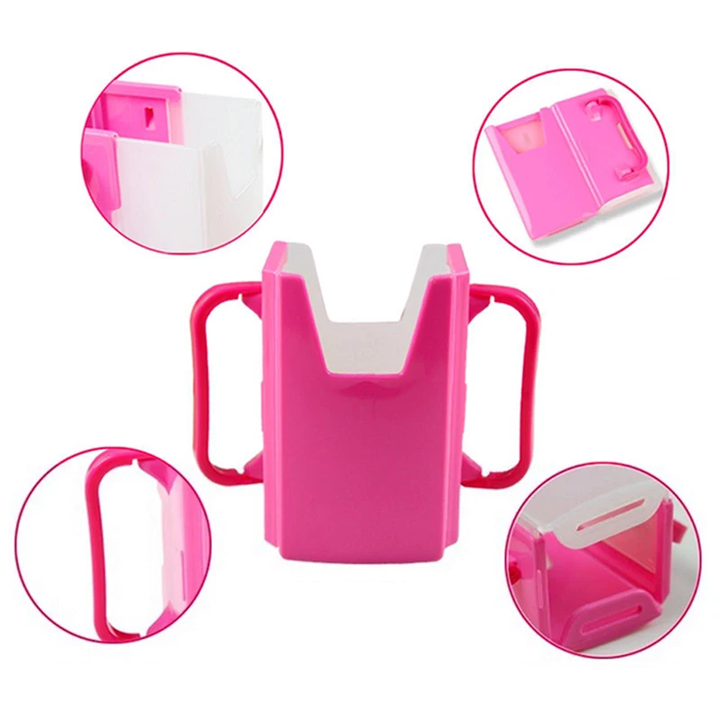

New 1pc Adjustable Plastic Safy Baby Toddler Kid Juice Milk Box Drinking Bottle Cup Holder Mug 2 Colors
