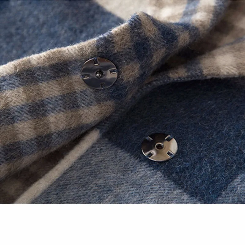Plaid blue Manteau De Hiver Coffee Chaud 2018 Beige Laine Mode Longue Blue Haute Cachemire Femmes Épaississent Wyf153 Tranchée plaid Mélange Qualité Veste plaid qwxPO0BUSX