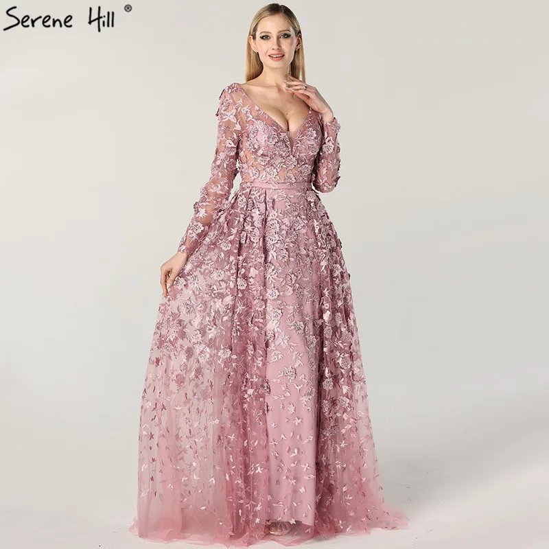 Вечерние платья с длинным рукавом и шапкой, новые модные сексуальные вечерние платья с v-образным вырезом и аппликацией, Serene Хилл LA6521