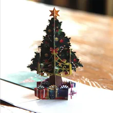Рождественская елка винтажная 3D лазерная резка бумаги ручной работы на заказ поздравительные открытки Рождественские подарки сувенирные открытки