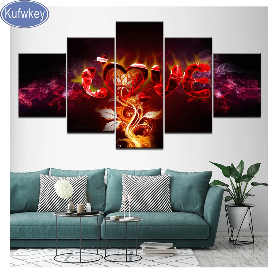 

Multi-pictures Love Abstract Fire Diamond Painting Cross Stitch Diamond Embroidery full square Rhinestone Mosaic Home Decoration